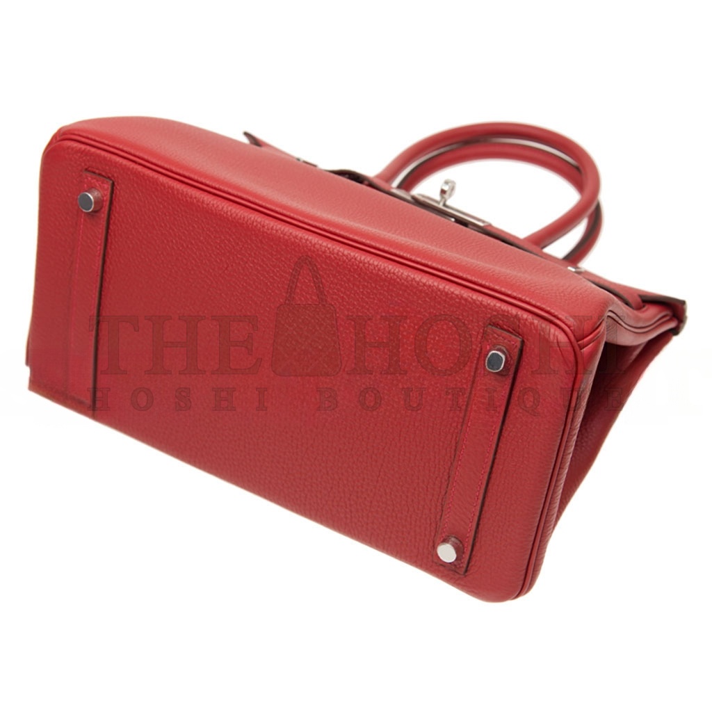 H**me5 BIRKIN 35 TOGO LEATHER FLAG RED SILVER BUCKLE BAG H028369CK05 (35*28*18cm) Master Quality